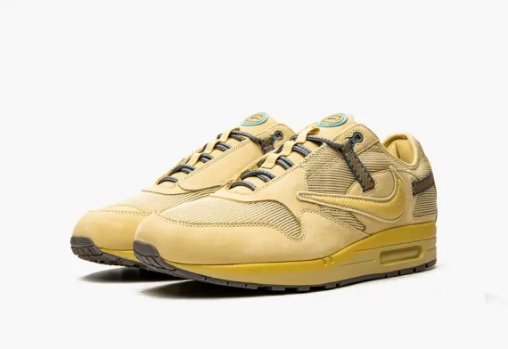 Get the Original Nike Air Max 1 - Travis Scott - Saturn Gold for Men.