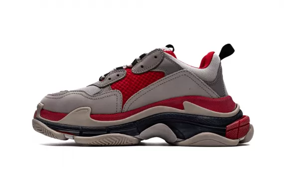 Balenciaga Triple S Trainer Gray Red for Women - On Sale Now!