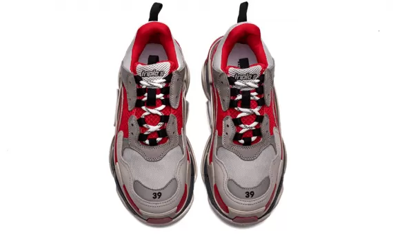 Stylish Triple S Trainers for Men - Gray Red - Original
