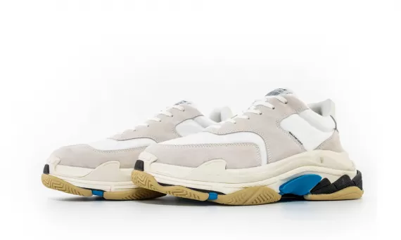 Men: Save on the Brand New Balenciaga Triple S Trainer White / Blue / Black