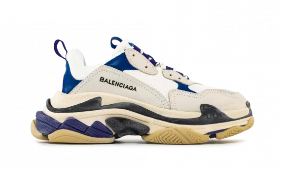 Balenciaga Triple S Trainer White Navy Purple - Outlet Sale New for Men