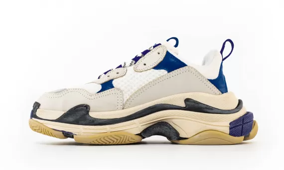 Brand New Balenciaga Triple S Trainer - White Navy Purple on Outlet Now