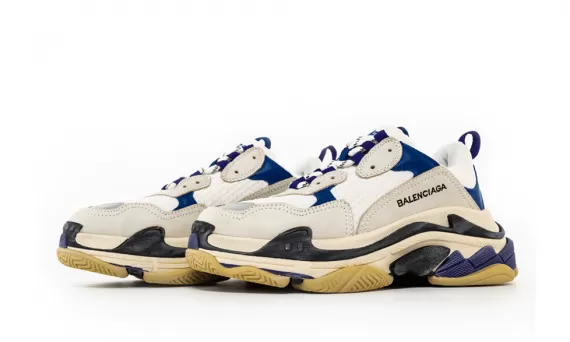 Upgrade Your Style with Balenciaga Triple S - White Navy Purple on Sale Now