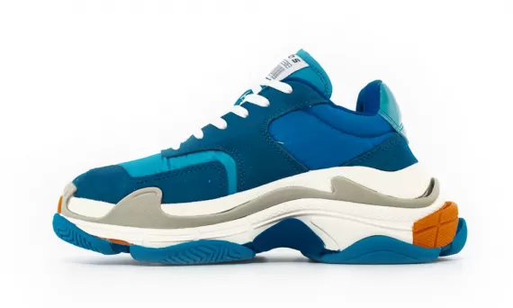 Look amazing in the latest Balenciaga Wmns Triple S Trainer Blue White Orange!