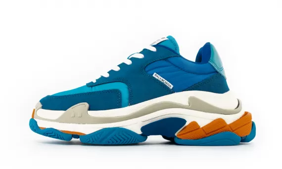 Be the envy of your friends in Balenciaga Wmns Triple S Trainer Blue White Orange!