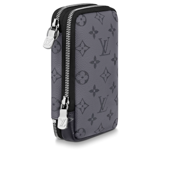Stylish New Louis Vuitton Double Phone Pouch Gray for Women