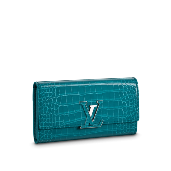 Buy New Louis Vuitton Capucines Wallet Bleu Canard Blue for Women.