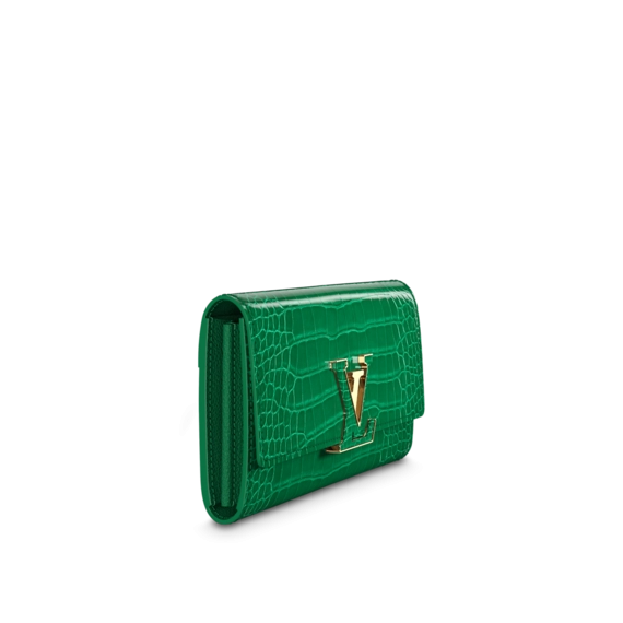 Get Your Hands on the Louis Vuitton Capucines Wallet - Emeraude Green Now!