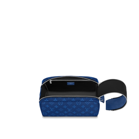 Get the real deal with Louis Vuitton Dopp Kit Toilet Pouch Cobalt Blue, now available for men.