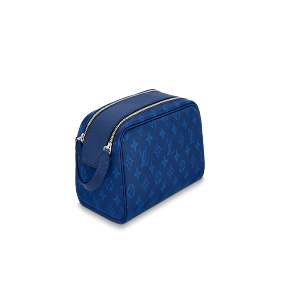 Upgrade your style with Louis Vuitton Dopp Kit Toilet Pouch Cobalt Blue, designed just for men.