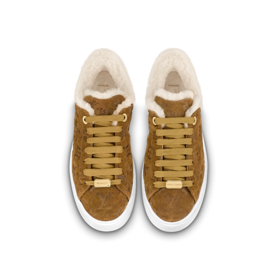 Sophisticated Women's Shoes - Louis Vuitton Time Out Sneaker in Cognac Brown