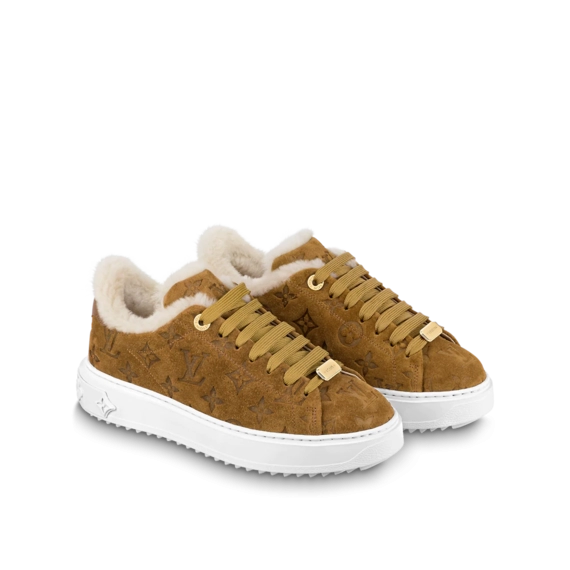 Women's Designer Shoes - Louis Vuitton Time Out Sneaker in Cognac Brown