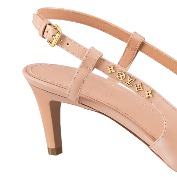 New Louis Vuitton Signature Style: Nude Pink Slingback Pump for Women.