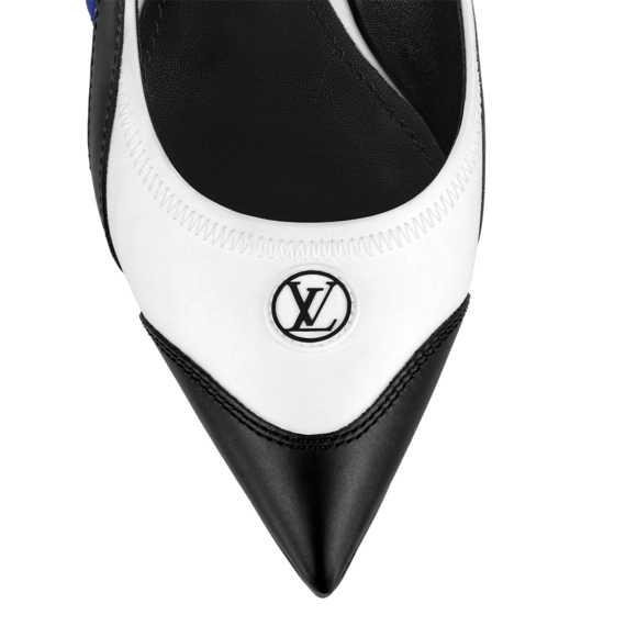 Fresh New White & Blue Louis Vuitton Archlight Slingback Pumps for Women.