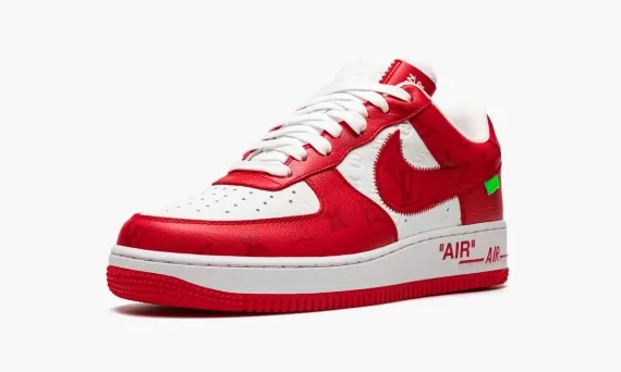 Get the perfect summer look with the new Louis Vuitton AIR FORCE 1 Low Virgil Abloh Shoes in White/Red for women.