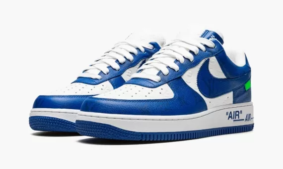 Get the Original Louis Vuitton AIR FORCE 1 Low Virgil Abloh - White/Blue for Men