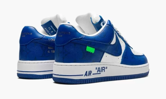 Step into style with the Louis Vuitton AIR FORCE 1 Low Virgil Abloh - White/Blue women's shoes.