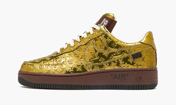 The Louis Vuitton AIR FORCE 1 Low Virgil Abloh in Metallic Gold for Women - On Sale Now!