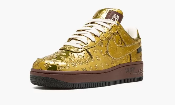 Make Heads Turn - Louis Vuitton AIR FORCE 1 Low Virgil Abloh in Metallic Gold for Women Available Now!