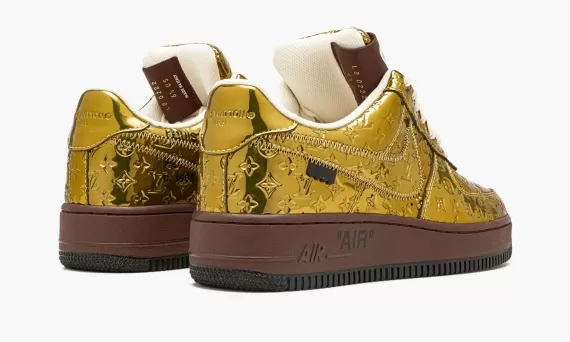 Men's Must-Have Louis Vuitton AIR FORCE 1 Low Virgil Abloh - Metallic Gold On Sale Now