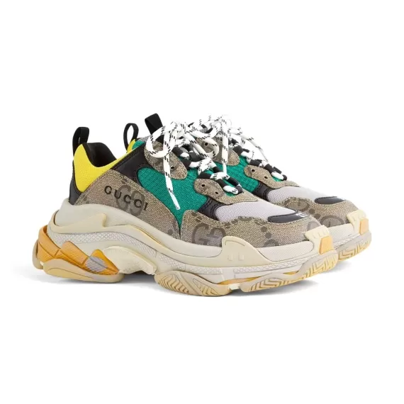 Get the Latest New Balenciaga x Gucci Triple S - The Hacker Project Beige Green Yellow for Women