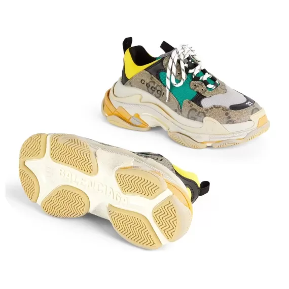 Buy the New Balenciaga x Gucci Triple S - The Hacker Project Beige Green Yellow for Men