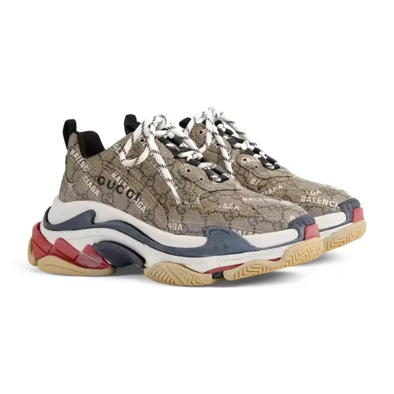 Get Original Balenciaga & Gucci Triple S - The Hacker Project Beige Shoes For Men