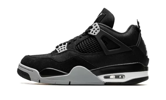 Shop Original Air Jordan 4 - Black Canvas for Women Online