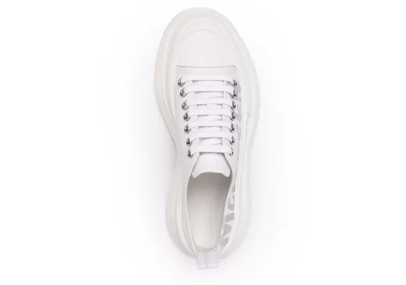 Women's Alexander McQueen Logo Print White Chunky Sole Sneakers - Get It Now!