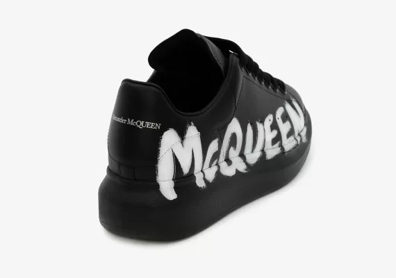 Get the Brand New Alexander McQueen Graffiti Oversized Sneaker in Black/White for Men at Our Outlet!