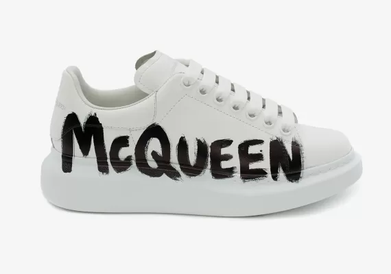 Buy the Brand New Alexander McQueen Graffiti Oversized Sneaker in White/Black for Men