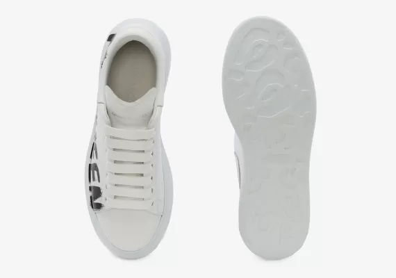 Check Out the Fresh Alexander McQueen Graffiti Oversized Sneaker in White/Black Now