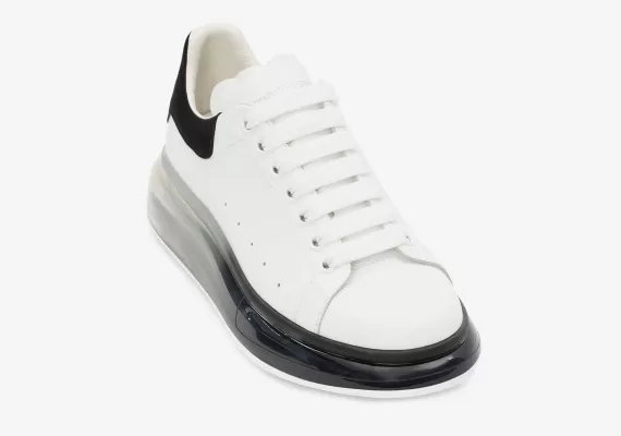 Don't Miss Our Alexander McQueen Women's Transparent Degrade Oversized Sole White/Black Shoes Outlet!