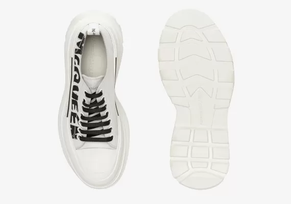 Get Alexander McQueen Tread Slick Lace Up Optic White Mens Shoes Now
