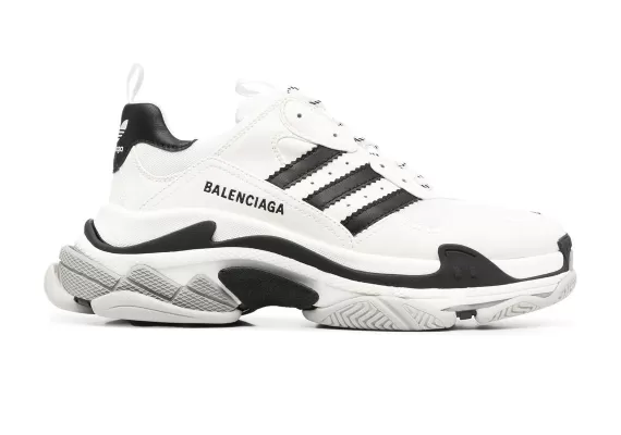 Sale - Balenciaga x Adidas Triple S sneakers for men in white, black, and grey.