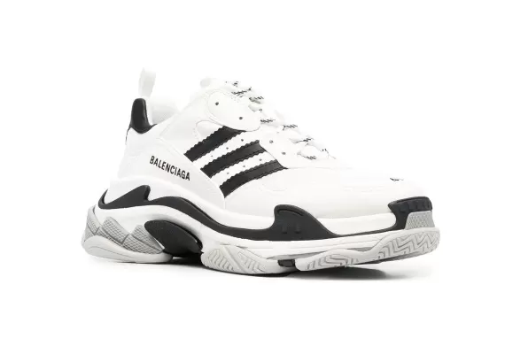 Original - Balenciaga x Adidas Triple S sneakers for men in white, black, and grey.