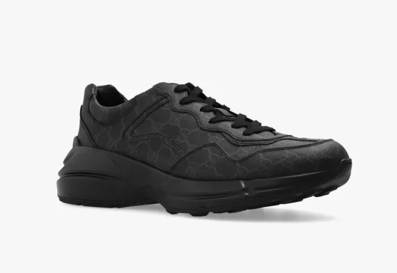 New Gucci Rhyton Sneakers for Men - Monogram Pattern Black - Sale