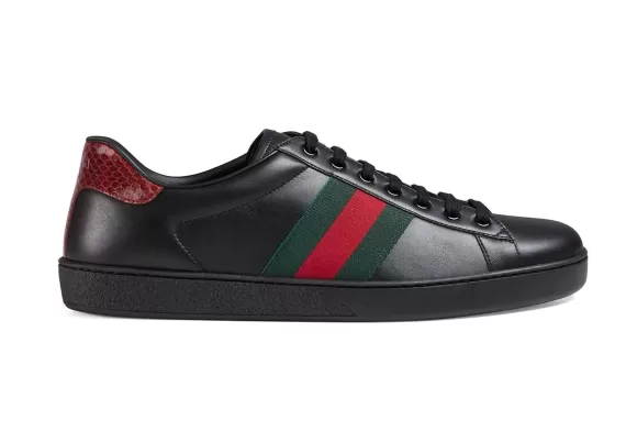 Outlet Sale! New Gucci Ace Embroidered Sneakers Black for Men