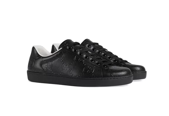 Brand New Gucci Ace GG Supreme Sneakers for Men - Black