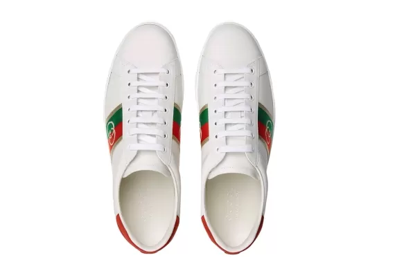 New Gucci Leather Ace Women's Shoes in White, Red, and Green Now Available