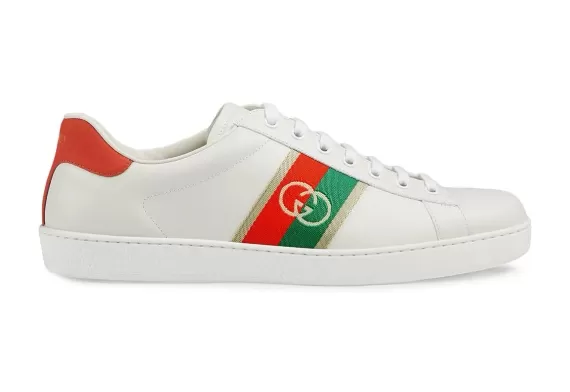 Shop Original Gucci Leather Ace Women's Sneakers with Red, Green, and White Colorways