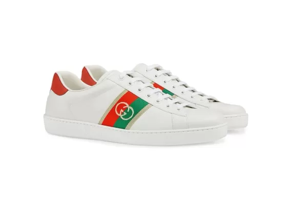 Bring Home a Fresh Pair of Gucci Leather Ace White, Red, and Green Women's Sneakers Today