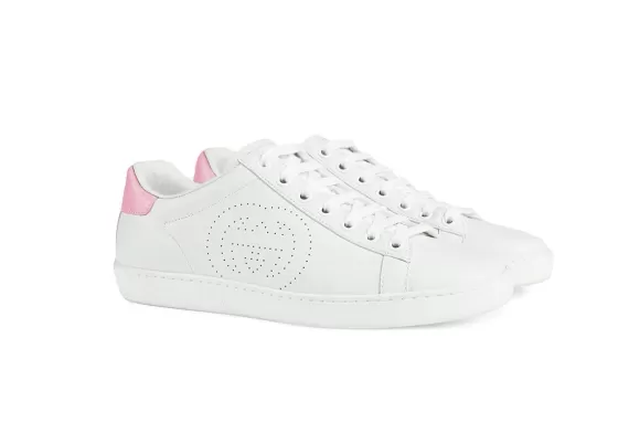 Brand New Women's Gucci Ace Sneakers with Interlocking G Symbol White/Pink