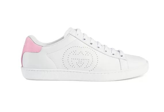 Women's Gucci Ace Sneakers with Interlocking G Symbol White/Pink - Outlet Sale