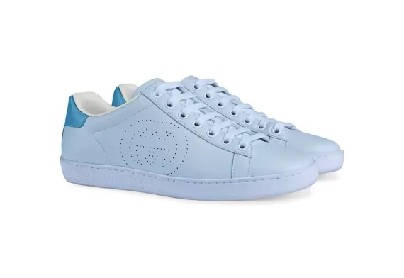 Women's Gucci Ace Low-top Sneakers Interlocking G - Blue on Sale Outlet