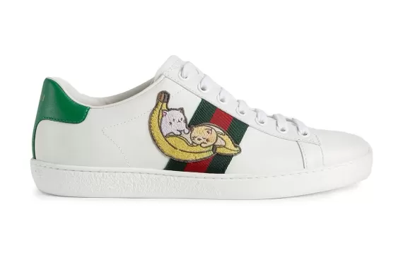 Shop Women's Gucci x Bananya Ace Sneakers in White/Green/Red - On Sale Now at Original Outlet