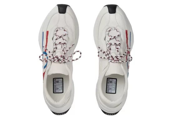 Outlet Sale! Women's Gucci Run Low-Top Sneakers - Logo Print Red/White/Blue