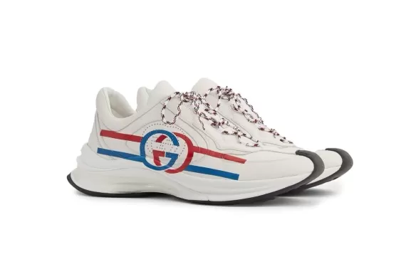 Get Women's Gucci Run Low-Top Sneakers - Logo Print Red/White/Blue On Sale Today!