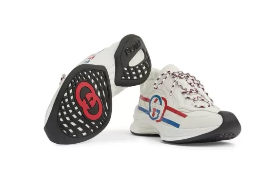 Grab a Bargin - Women's Gucci Run Low-Top Sneakers - Logo Print Red/White/Blue Outlet Sale!