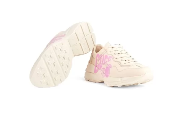 New Look: Gucci Lemon Gucci-print Rhyton Leather Sneakers for Women